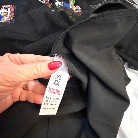 NWT - Little Mistress Petite Black Floral Dress - US Size 2 - Picture 12 of 13